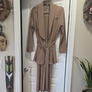 Fashion Nova Taupe Open-Front Wide-lwg suit